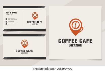 Coffee and location logo suitable for coffee shop, cafe or restaurant with business card template