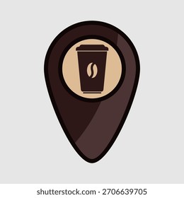Coffee Location Marker Icon for Café Maps. Vector illustration