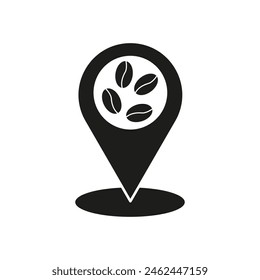 Coffee location marker icon. Vector cafe pin symbol.