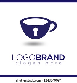 coffee lock key logo icon vector template