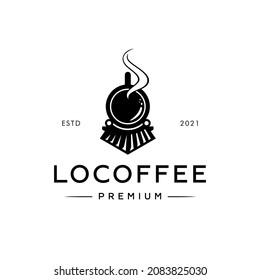 Coffee and locomotive train vintage logo concept