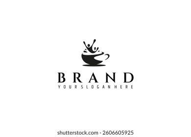 coffee logo with abstract people splash in flat design