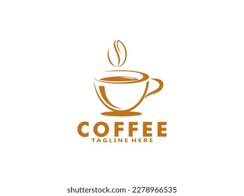 coffee logo with aroma form coffee bean