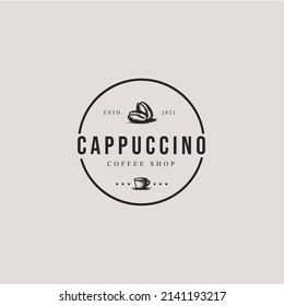 Coffee logo badge vector cup bean vintage retro template coffee shop label circular