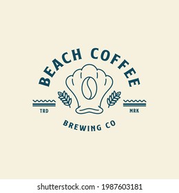Coffee Logo Business illustration concept and  shell beach shop template vector