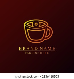 coffee logo for cafe with eye and cup illustration