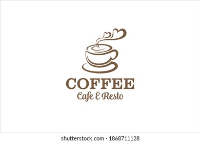 Coffee logo for cafe resto and product label - food drink cup element