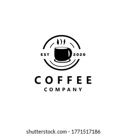 Coffee Logo For Cafe and Shop with Vintage Badget. Premium Coffee Maker Vector. Company Logo Design Inspiration.