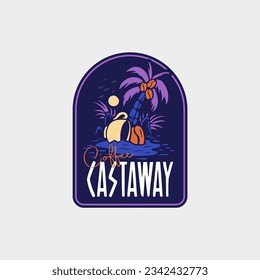 Coffee Logo, Castaway Coffee island illustration vector template