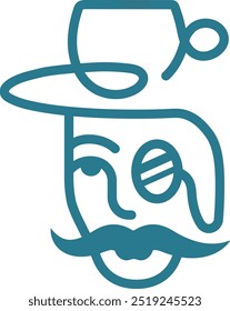 Logotipo de café, personagem com cabeça de copo 