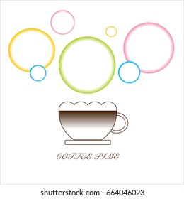 Coffee logo with colorful bubble on white background, coffee shop concept