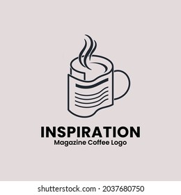 Coffee logo with a combination of magazines and coffee as inspiration, very suitable for cafe logos, restaurants etc.