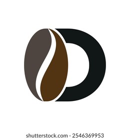 Logotipo de café combinado com modelo de vetor da letra D