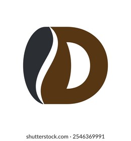 Logotipo de café combinado com modelo de vetor da letra D