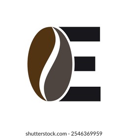 Coffee Logo combine with letter E vector template