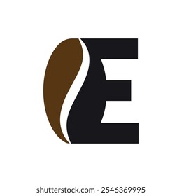 Coffee Logo combine with letter E vector template