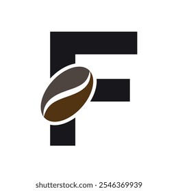 Logo de café combinado con la letra F Vector Plantilla