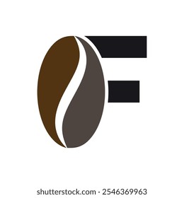 Logo de café combinado con la letra F Vector Plantilla