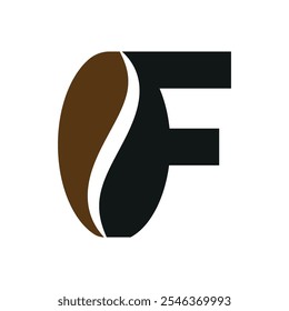 Logo de café combinado con la letra F Vector Plantilla