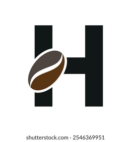 Coffee Logo combine with letter H vector template