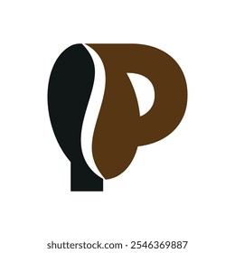 Coffee Logo combine with letter P vector template