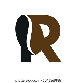 Logo de café combinado con la letra R Plantilla de Vector