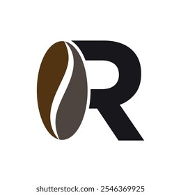 Coffee Logo combine with letter R vector template