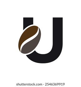Coffee Logo kombinieren mit Buchstabe U Vektor Vorlage