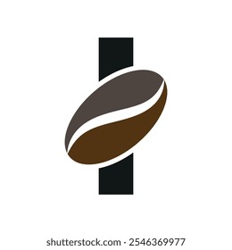 Coffee Logo combine with letter I vector template