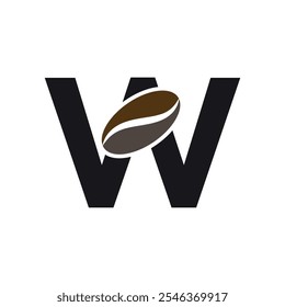 Coffee Logo combine with letter W vector template