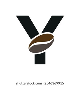 Coffee Logo combine with letter Y vector template