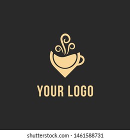 coffee logo combined with location pin, cafe maps logo template