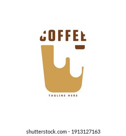 Coffee Logo, with concept cup, Letter Coffee as close the cup, design vector template Negative space style. Coffee-shop Logotype concept icon, Design Vector Icon Illustration