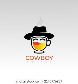 Coffee logo with cowboy design combination, restaurant icon