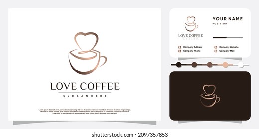 Coffee logo with creative love element Premium Vector