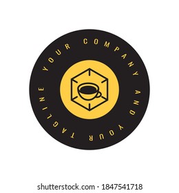 Cubo de logo para café, forma de disco de vinilo