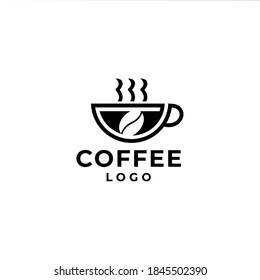 Coffee Logo with  cup and bean. minimalist logo design for coffee shop logo