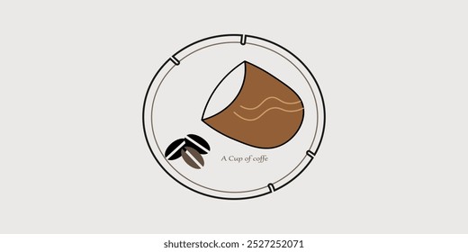 Kaffee-Logo und eine Tasse im Kreis mit sanften Nuancen