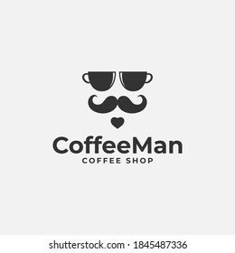 Coffee logo with coffee cup. Coffee lover concept on white background