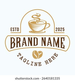 coffee logo. a cup of coffee  minimalistic vintage style 