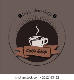 
coffee logo in cup and there is twilight background. illustration design for cafe and coffee bar.