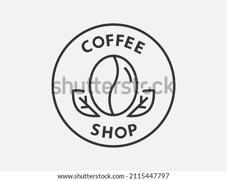 Coffee logo design for coffeeshop or cafe. Espresso or cappuccino vector sign. Creative black and white logotype, trendy line icon, bean symbol.
