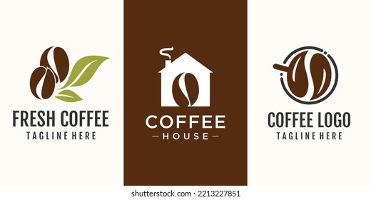 Coffee logo design collection with creative element concept Premium Vector