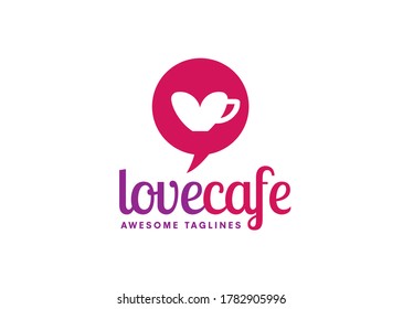 coffee logo design with the concept of a cup of glass combined with the symbol of love