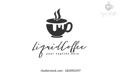 Coffee logo design with cup concept combined with liquid. You can use it for the coffee shop logo. vector