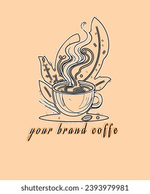 Diseño del logotipo del café para el tipo de letra personalizado
