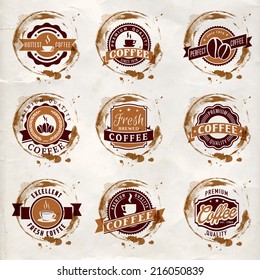 Set bestehend aus Vintage-Vektorkaffee-Logo und Etiketten