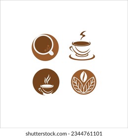 Emblema de diseño del logotipo del café sobre la ilustración vectorial de fondo blanco