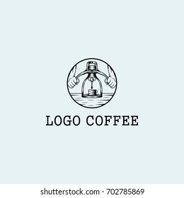 Coffee logo design, Espresso pump - Vector illustration