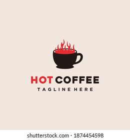 Coffee logo design, flame and coffee cup mug logo graphic